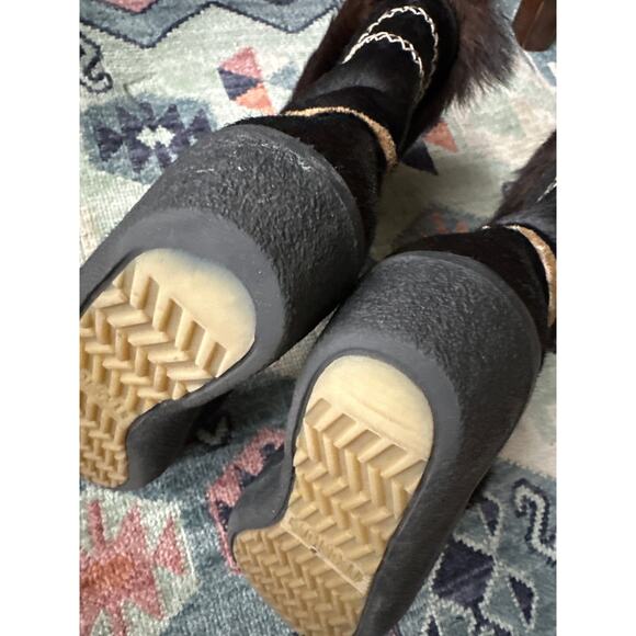 Vintage Tecnica Italian Apres Ski Fur Winter Boots Black Size 36 / 42 - Picture 7 of 12